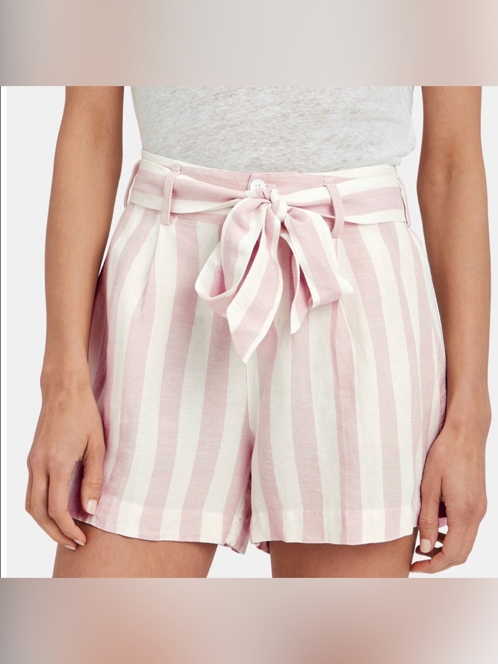 RAILS Katy Linen Blend Shorts Pink/White Vertical Stripe